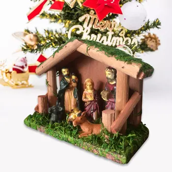 Jēzus Ziemassvētku Gultiņa Figūriņas Statuja kristus dzimšanas Aina Priecīgus Ziemassvētku Dekori Modelis Foto Fona Foto dropship