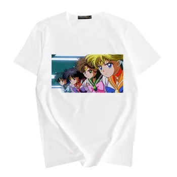 Kawaii T Krekls Sieviešu Vasaras Top 2018 jaunu Harajuku T-krekls drukas Sailor Moon gadījuma Zaudēt Plus Lieluma Īsām Piedurknēm Tee Kreklu Femme