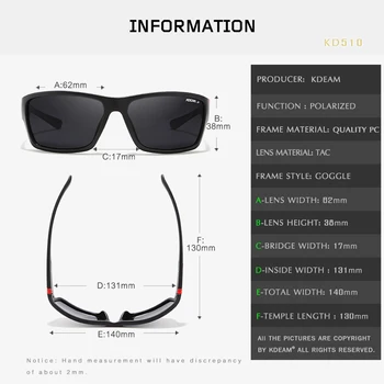 KDEAM Nekļūdīgs Dizaina Polarizētās Saulesbrilles, Sportā Vīriešiem, Saules Brilles Svaigu Pārklājumu Objektīva Anti-sadursmes Gadījumā Ietver