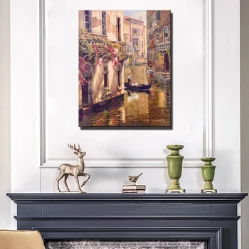 Klasiskā Venēcijas Pilsētas Ainavu Kanvas Glezna Ainava Plakāti un Izdrukas Cuadros Sienas Art Attēlus viesistaba, Mājas Dekoru