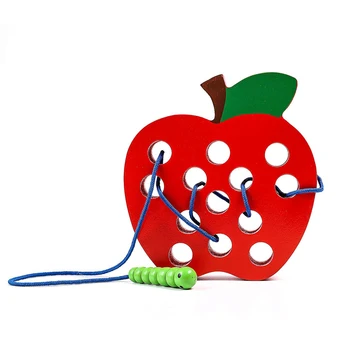 Koka Bērnu Bērnudārzā Koka Tārps Ēd Augļus, Apple Plaything Agrīnās Mācīšanās Izglītības Rotaļlietas, Montessori Mācību Math Rotaļlietas