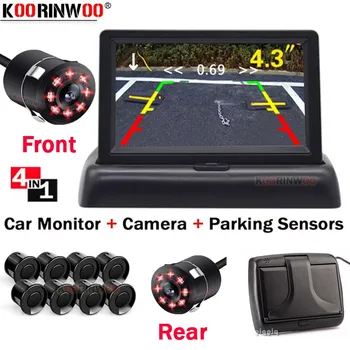 Koorinwoo Automašīnas Video Autostāvvieta 8 Sensori Auto Reverse Rezerves Aizmugures Svilpe Radara Uzrauga Sistēmu, Atbalsta Displeja Attēla un Skaņas Signāls