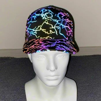 Krāsains Beisbola Cepure Sievietēm, Varavīksnes Atstarojošu Cepuri, Zibens Svītrainām Unisex Sunhat 2020 