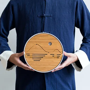 Kung Fu Tējas Komplekts Dabīga Koka Bambusa Tējas Paplāti Taisnstūra Tradicionālais Bambusa Tējas Istaba Valdes Tabula Ķīniešu Tējas Istaba Rīki