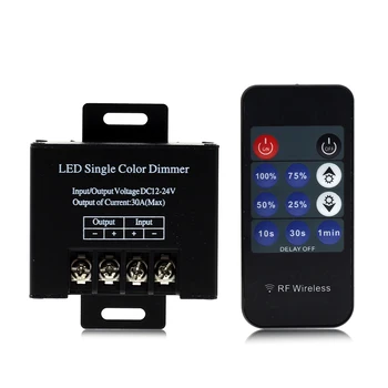LED Lentes Kontrolieris Vienu Krāsu Reostats Mini 11 Taustiņu RF Tālvadības pulti, Bezvadu LED Kontrolieris 12V 24V Pielāgotu Spilgtuma Slēdzis