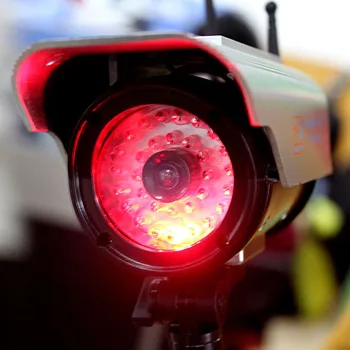 LED, Sarkanā Gaisma Mirgo, Saules enerģija,+ Akumulatora Barošanu Lelli, Āra Drošību Mājās, CCTV Bullet Augstas Simulācijas Viltus Kamera