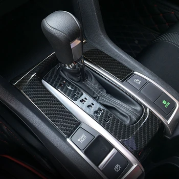 LHD Auto Konsoles Pārnesumu Pārslēgšanas Apdares Komplekts ABS Oglekļa Šķiedras Stila Interjeru Apdare Piederumi Honda Civic 2019 2018 2017 2016