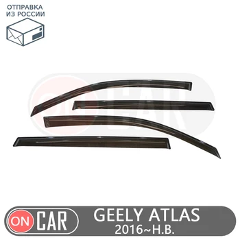 Logu deflektori par Geely Atlas 2016~2020 aizsardzības vēja aizsargs ventilācijas saule, lietus sejsegu segtu auto stils apdare