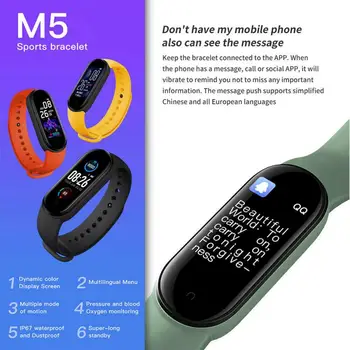 M5 Smart Skatīties Fitnesa Tracker Aproce Bluetooth 4.0 Sirdsdarbības ātruma Noteikšanas Sporta Smart Skatīties, Skaistums un Veselība Smartwatch ir 2021.