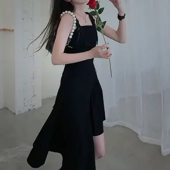 Melns Spageti Siksnas Kleita goth Sieviešu Vasaras 2020. Gadam Elegants Sexy Puse, Solio Nelegālo Gothic Gara Kleita korejiešu Stila Apģērbu