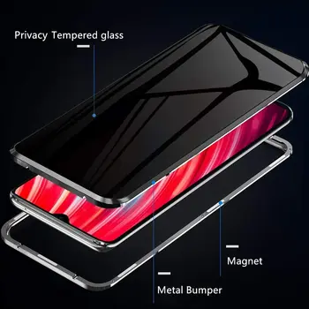 Metāla Magnētiskās Rūdīts Stikls Privātuma Tālruni Gadījumā, Huawei P40 Pro P40 Lite E P30 Pro Lite P smart 2020 Magnētu seguma