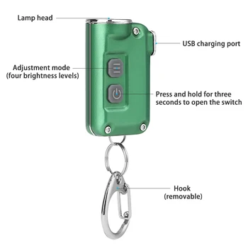 Mini Portatīvo LED Lukturīti, USB Uzlādējams Zibspuldze 4 Režīmi Ūdensizturīgs Atslēgu saišķi Lāpu Āra Kempings, Pārgājieni Lampas