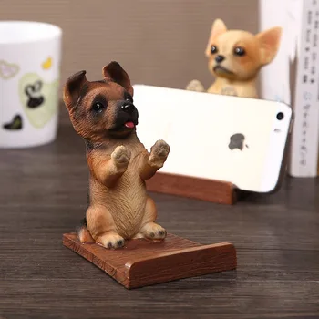 Mobilo Telefonu Turētājs Koksni, Graudus, Sveķus 3D Dzīvnieku Cute Pet Viedtālrunis Suns Galda Statīvs Turētājs iPhone 7 8 X xs xiaomi samsung s8