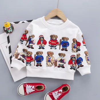 Modes Bērniem Sporta Pavasara Rudens New Baby Girl Apģērbu Zēniem Karikatūra Kokvilnas T-Krekls Toddler Gadījuma Kostīms Bērniem Apģērbs