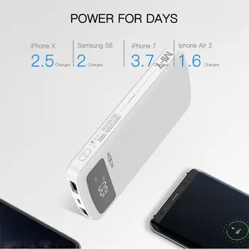 MOXOM 20000mAh USB Power Bank Portatīvo Ārējo Akumulatoru, Lādētāju, USB Powerbank par Xiaomi mi 9 iPhone Power bank