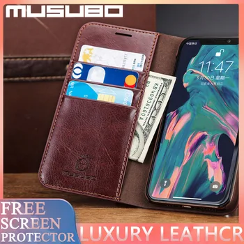 MUSUBO Luksusa iPhone 11Pro Max Telefonu Gadījumā Segtu 8 Plus 7, Plus Flip Reizes Magnētisko XR XS Kartes Slota Stāv Aizsardzības Antifall