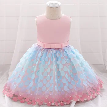 New Baby Girl Centennial Puse Kleita Ar Pērlītēm Saģērbt Skaisto Princesi Dzimšanas Dienas Svinības Euharistijas Izšūti Ziedu Puse Kleita