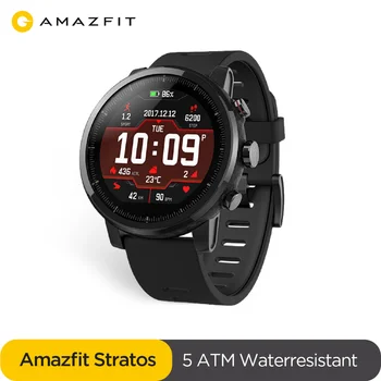 Noliktavā Globālo versiju Amazfit Stratos Fitnesa Dziesmu GPS Smartwatch 5ATM Peldēšana Mūzikas Atskaņošanas Sirds ritma Monitors Skatīties Smart