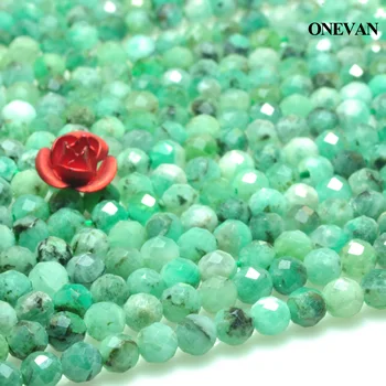 ONEVAN Dabas Emerald Slīpētas Apaļas Pērles 4mm Gluda Šarmu Akmens Aproce, Kaklarota, Rotaslietu izgatavošana Diy Piederumi Dāvanu Dizains