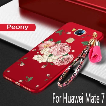 Par Huawei mate 7 Lietā silikona luksusa pamatbrīvību aizsardzības mobilā telefona apvalku huawei mate 7 lietu Vāku TPU Mīksto 3D Ziedu 6.0