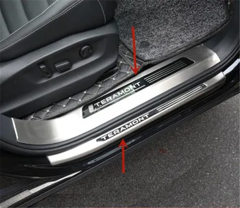 Par Volkswagen Teramont 2017-2020 nerūsējošā tērauda Slieksnis, bārs Vairogs Bagāžnieka sliekšņa aizsargs Vairogs Anti-scratch Auto stils