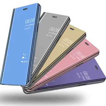 Par Xiaomi Poco F2 Pro Tālruni Gadījumā, Spogulis, Pārsegs Gadījumā Luksusa Apšuvuma PU Ādas Stāvēt pilnīgu Aizsardzību Vāks Pocophone X3 NFC