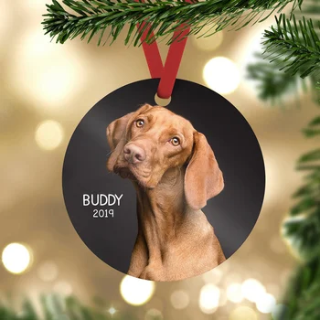 Pielāgotā drukāšana jebkuru foto Dop pet Ziemassvētku eglītes Rotājumu - personalizētu suns ornaments - akvarelis oranžās suņu Ziemassvētku rotājumu