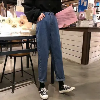 Plus Szie 5XL Boyfriend Jeans Sieviešu Rudens Gadījuma Džinsa Bikses korejas Streetwear Sieviešu Vintage Potītes garuma Bikses Taisnas Bikses