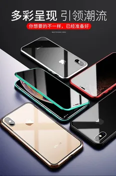 Privātuma Metāla Buferi Tālrunis Lietā Par iPhone 11 Pro XR XS MAX X 7 8 Plus Magnētisko Anti-peeping Dubultā Sānu, Rūdīta Stikla Vāks