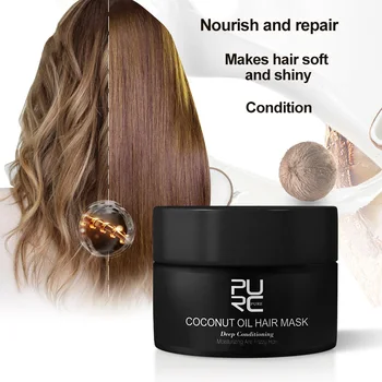 PURC 50ml Kokosriekstu eļļa matu maska, remonts bojātiem matiem, lai matus maigu un gludu izmantot visu veidu matu labāko matu kopšana