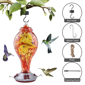 Putnu Pakārtotā Kolibri Krāsotas Karājas Dārza Savvaļas Putnu Dzeramā Strūklakas Rokām veidotu Stikla Kolibri Ūdens Barošanas Ierīce