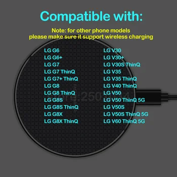 Qi 10W Ātru Bezvadu Lādēšanas par LG G6 G7 G8 G8S G8X ThinQ V30 V30S V35 V40 V50 V60 V50S ThinQ Samta 5G Tālruņu Bezvadu Lādētāju