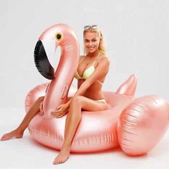 Rose Gold 150cm Milzu Piepūšamo Flamingo Baseins Peldēt Jaunākās Rozā Braukt-Par Peldēšanu Gredzenu Pieaugušajiem Vasaras Ūdens Brīvdienu Puse Rotaļlietas