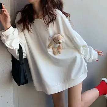 Rudens Harajuku Vintage Sieviešu sporta Krekls ar garām Piedurknēm Jauki Maz Dāmas Blūzes Visu maču Modes korejiešu sporta Krekls Sievietēm