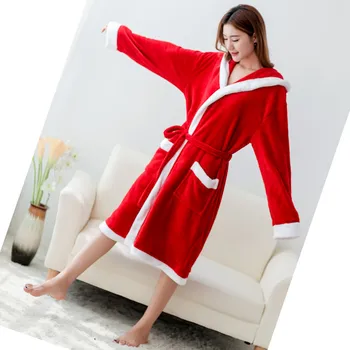 Rudens Ziemas Sabiezējums Plus Lieluma Drēbes Vīriešiem/Sievietēm Ziemassvētku Sarkans Naktskrekls Peldmētelis Atpūtas Lounge Negligee Sleepwear