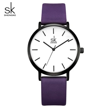 Shengke Mainīt Krāsu Radošo Watchband Sieviešu Ādas Rokas Pulksteni Vienkāršs Pulkstenis Reloj Mujer 2019 Jaunas Dāmas Kvarca Skatīties #K8026