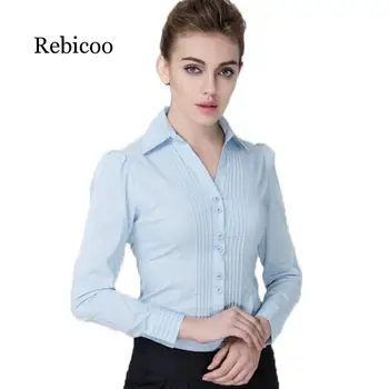 Sieviešu krekls gadījuma 2019 balta, melna zila garām piedurknēm krekls ar cieši piegulošu viengabala krekls