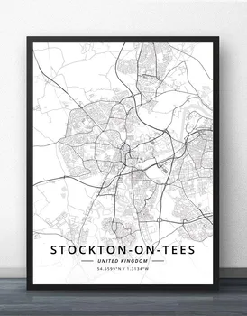 Stockton-on-Tees Stoke-on-Trent Sunderland Swansea Swindon Walsall Warrington Wolverhampton York, Apvienotā Karaliste Kartes Plakāts