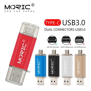 Tipa-C OTG USB 3.0 Flash Drive 64GB, 32GB 16GB Pen Drive Smart Tālrunis Atmiņas Mini USB Stick Tipa C 3.1 Dual Dubultā Plug