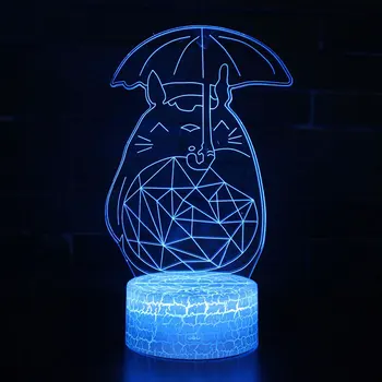 Totoro tēma 3D Lampas LED nakts apgaismojums 7 Krāsas Maiņa Pieskarieties Garastāvokļa Lampa Ziemassvētku dāvanu Dropshippping