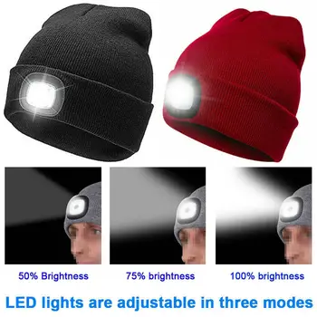 Unisex Silts LED Gaismas Akumulatora Barošanu Beanie Cepure Klp Āra Medību Tūrisma Mīksts, Ērts Kvēlojošs Cepuri Āra Jogger