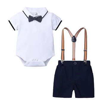 Vasaras Jaundzimušo Bērnu Zēnu Apģērbu Komplekts Džentlmenis, Tie T-krekls+Šorti 2gab Apģērbs, Apģērbu, Bērnu Apģērbam, Zīdaiņu Apģērbs 3 9 24 mēneši