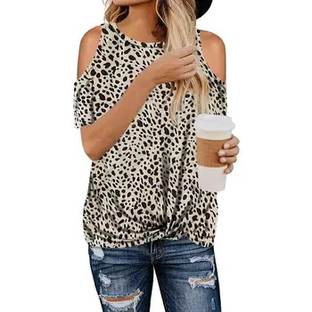 Vasaras sieviešu t krekls ar Īsām piedurknēm modes off pleca top dāmas leopard tshirt Atpūtas Maskēties T-kreklu apdruka, drēbes, camiseta
