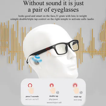 Viedās Brilles Tālvadības Augstas Viedās Brilles Ūdensizturīgs Bezvadu Bluetooth Brīvroku Zvanīšana Mūzikas Audio Atvērt Auss, Saulesbrilles