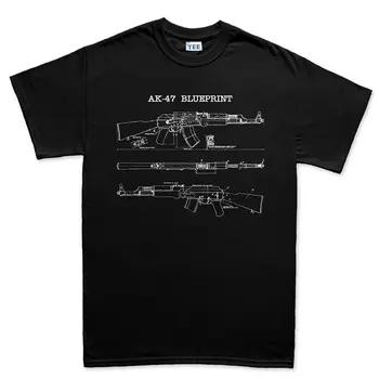 Vīrieši Drukāt Kokvilnas O Kakla Krekli Ak-47 Ak-74 Šautene Sks Padomju Linga Blueprint T Krekls Bezmaksas Piegāde