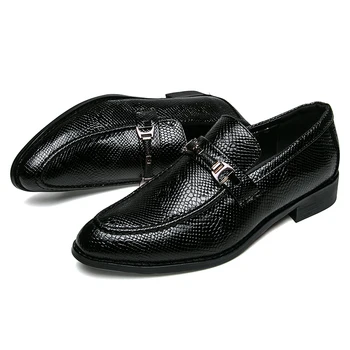 Vīriešu čūskas ādas atdzist platformas oxfords lakādas kurpes vīriešu apavi kāzu modes slavens dizainers brogue kurpes vīriešiem