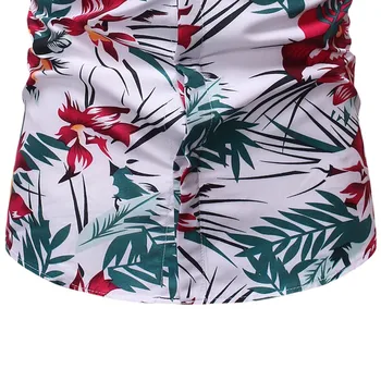 Vīriešu Ērti Izdrukāt Savukārt Apkakle Slim Fit Īsām Piedurknēm Top Krekls, Blūze Mannen Krekls Zomer Gadījuma havaju krekls