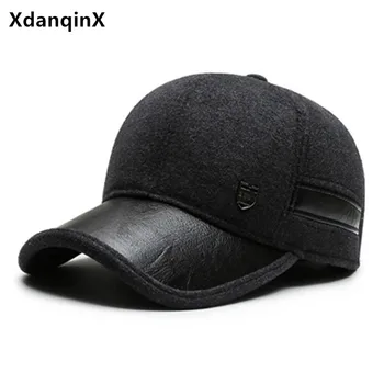 XdanqinX jaunu aukstuma necaurlaidīgs savējos klp vīriešu ziemas cepure biezs silts Beisbola cepurītes vīriešu melnu vāciņu regulējams izmērs Tētis zīmoli cepures