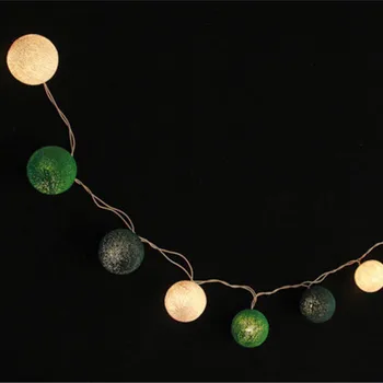 Zaļo Lapu tonis Kokvilnas Bumbu String Nakts Gaismas Pasaku gaismas Pusi, istabas dekori vainags Guļamistaba
