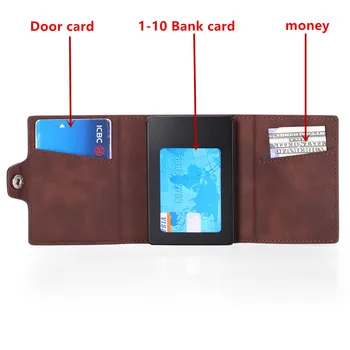 Ziemas Retro Jaunu Modes Stilu Vīriešu RFID Anti-Theft Birste, 2 Un 1 Combo Magnētisko Kafijas Mini ID Kredītkartes Īpašnieks Ādas Maks